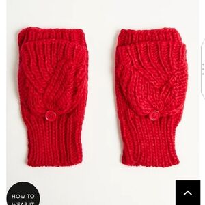 🆕🧤RED BASKET WEAVE CONVERTIBLE FINGERLESS MITTS🧤